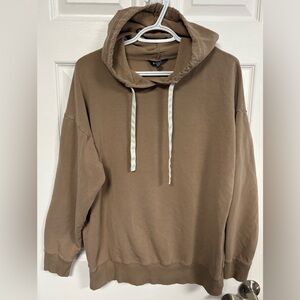 Buffalo David Bitton Tan Brown Hooded Long Sleeve Sweatshirt, Woman Size Large